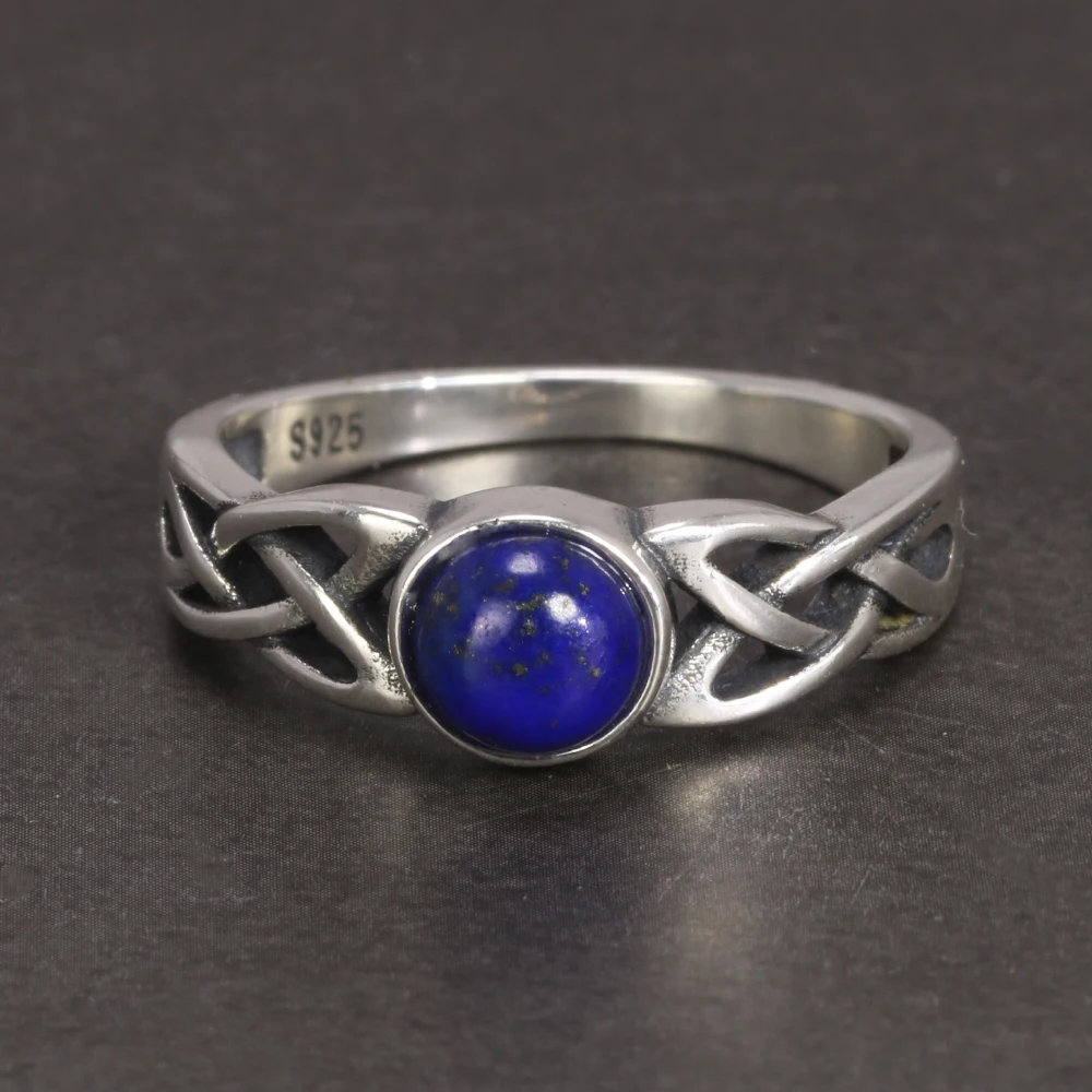 

New Arrival 925 Sterling Silver Daylight Ring Vampire Diaries with Natural Lapis Lazuli Elena Gilbert Inspired TV Show Jewelry