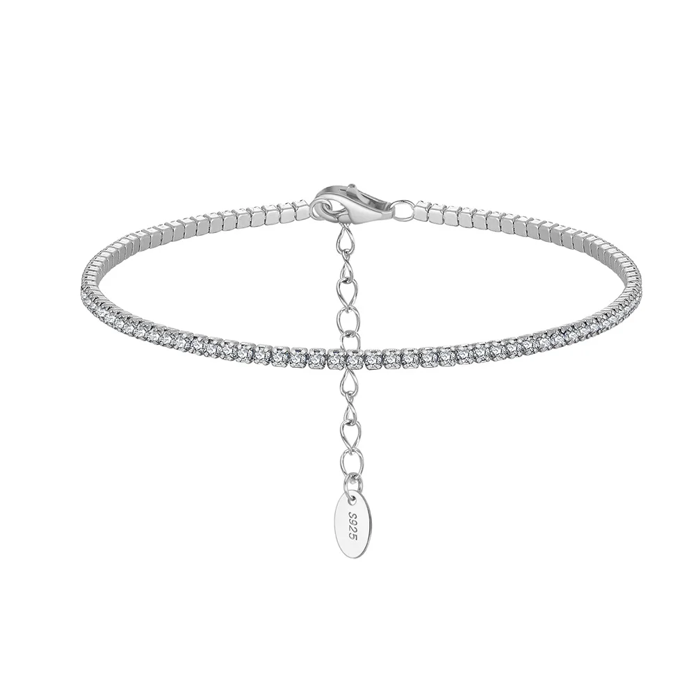 RINNTIN SB190 14K Gold Plated 1.5mm Cubic Zirconia Classic Tennis Bracelet Gold Bracelets for Women Gold Plated Sterling Silver