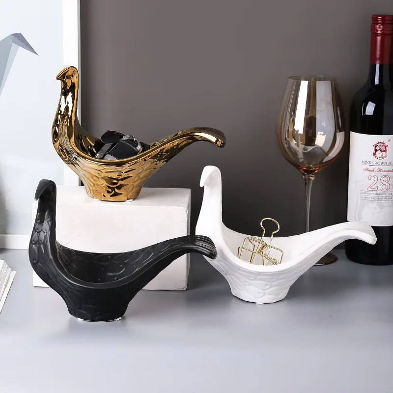 

Nordic Pigeon-shaped Ceramic Storage Bowl Desktop Decoration Living Room Jewelry Crafts Decoration Home Decoration, As photo