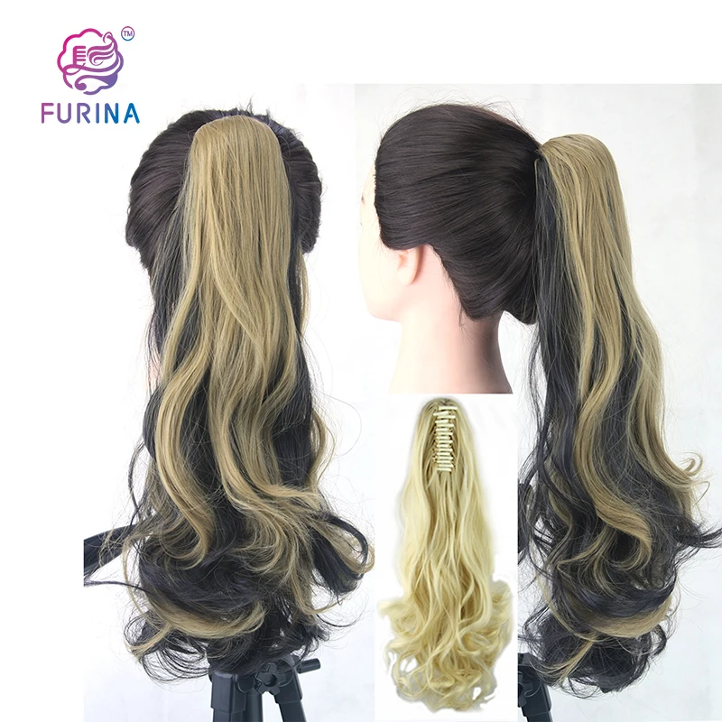 

New Arrival Fashion Long Wavy Synthetic Ponytail Apply claw ombre Wholesale ponytail Hair Extensions cheap hair ponytail, Pure colors/ombre color/ customized colors