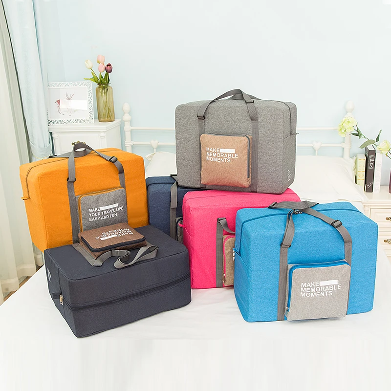 

Wholesale high quality 600D big capacity zipper closure tote foldable travel bag, Customized