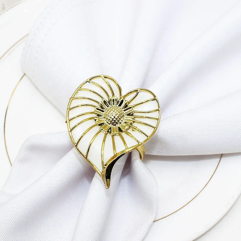 

White Flower Metal Napkin Ring Christmas Napkin Ring Thanksgiving Napkin Ring Decorative HWF58