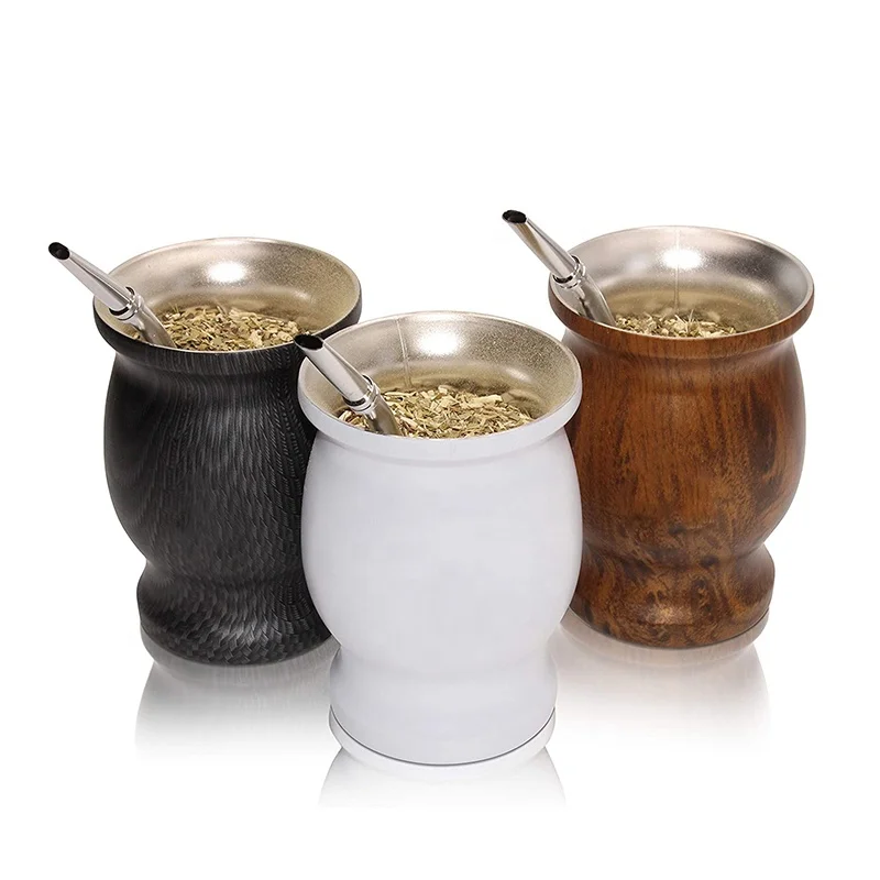 

Custom Vacuum insulated Double wall Stainless gourd Yerba Mate cup with Bombilla Straw, Yerba Mate cup, Customized color