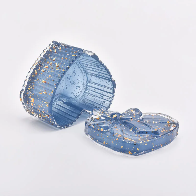 Heart Shaped Blue Glass Candle Jar For Wedding Gift