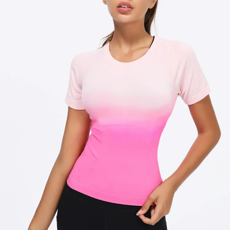 

Air permeability and quick drying Women Gym Fitness Clothing Sports Workout Short Sleeve T-shirt Ladies Fitness Yoga Top