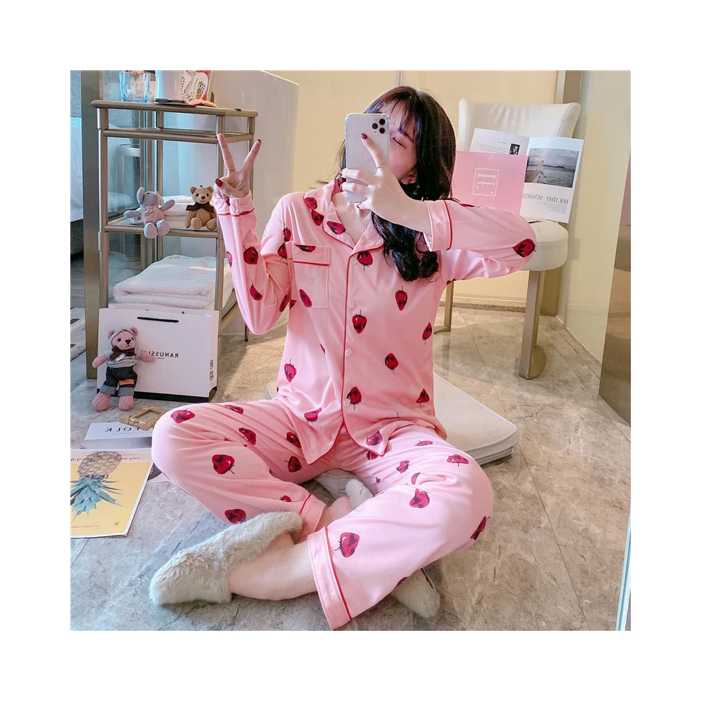 

Factory direct supply v-neck elastic waist breathable ladies pajamas