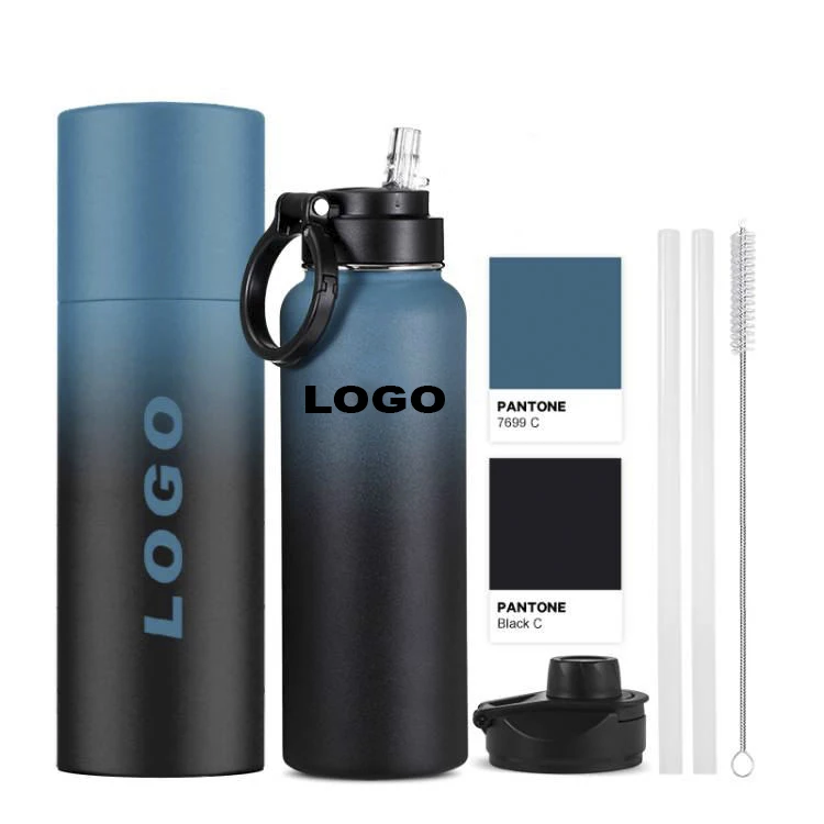 

Keep Cold 24H Custom Logo Double Wall Vacuum Stainless Steel Insulated Water Bottles with Straw Lid