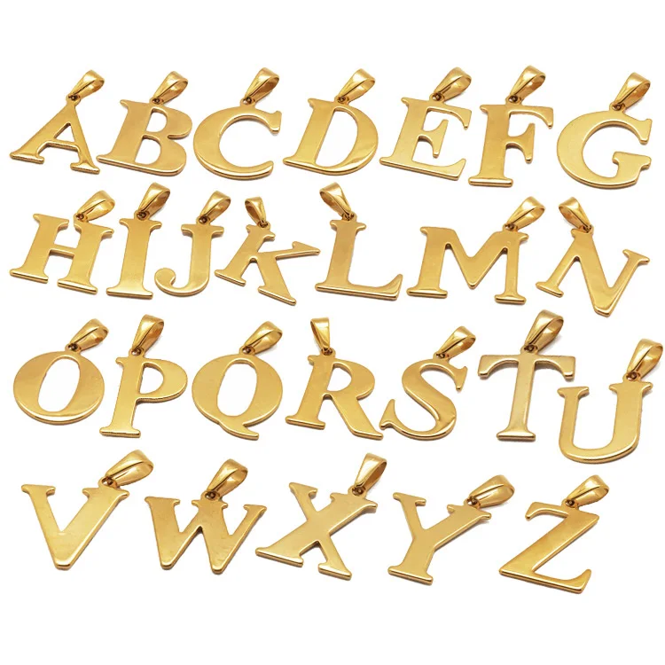 

1pcs MOQ Sideways Initial Pendant For Women Trendy Jewelry Stainless Steel Dainty Handmade Gold Alphabet Letter Pendant