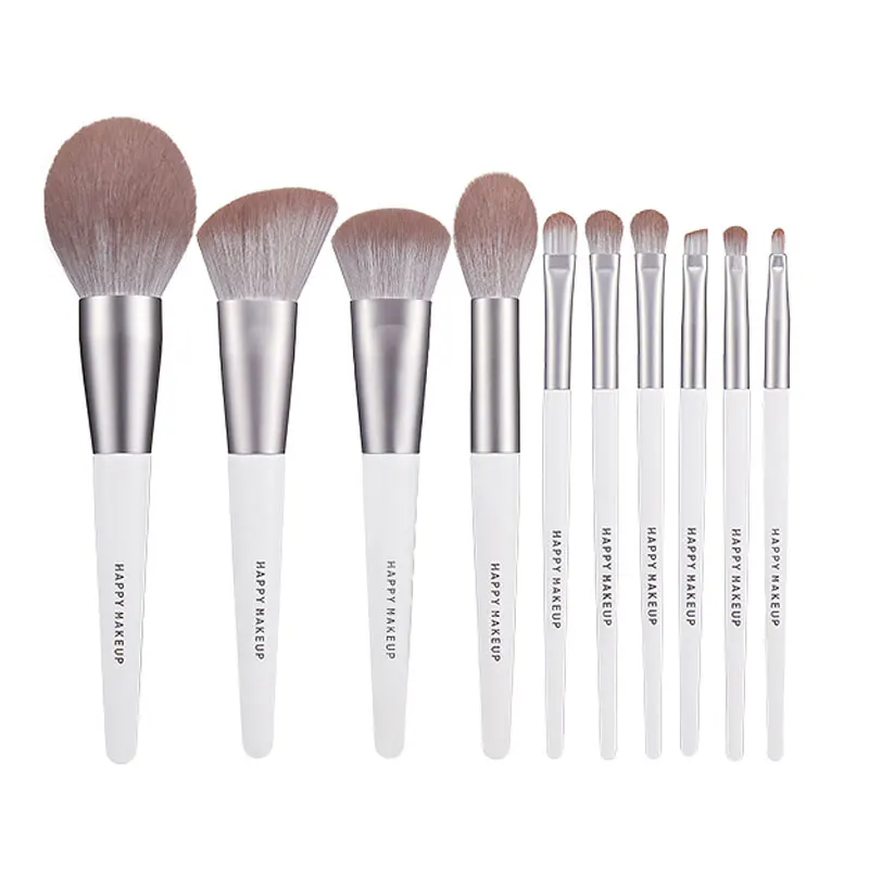 

HMU White Handle Travel Luxury Good Quality Custom Makeup Tools Face Fluffy Makeup Brushes Private Label White