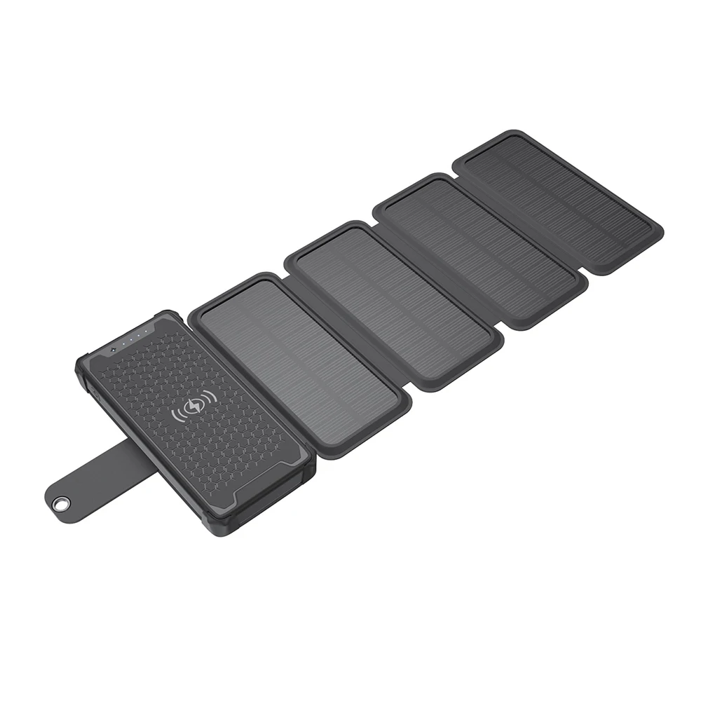 

2020 Hot Buy Product Outdoor Folding Solar Panel LED Power Bank Auxiliary Light High Power Foldable 4 Section Solar Power Bank