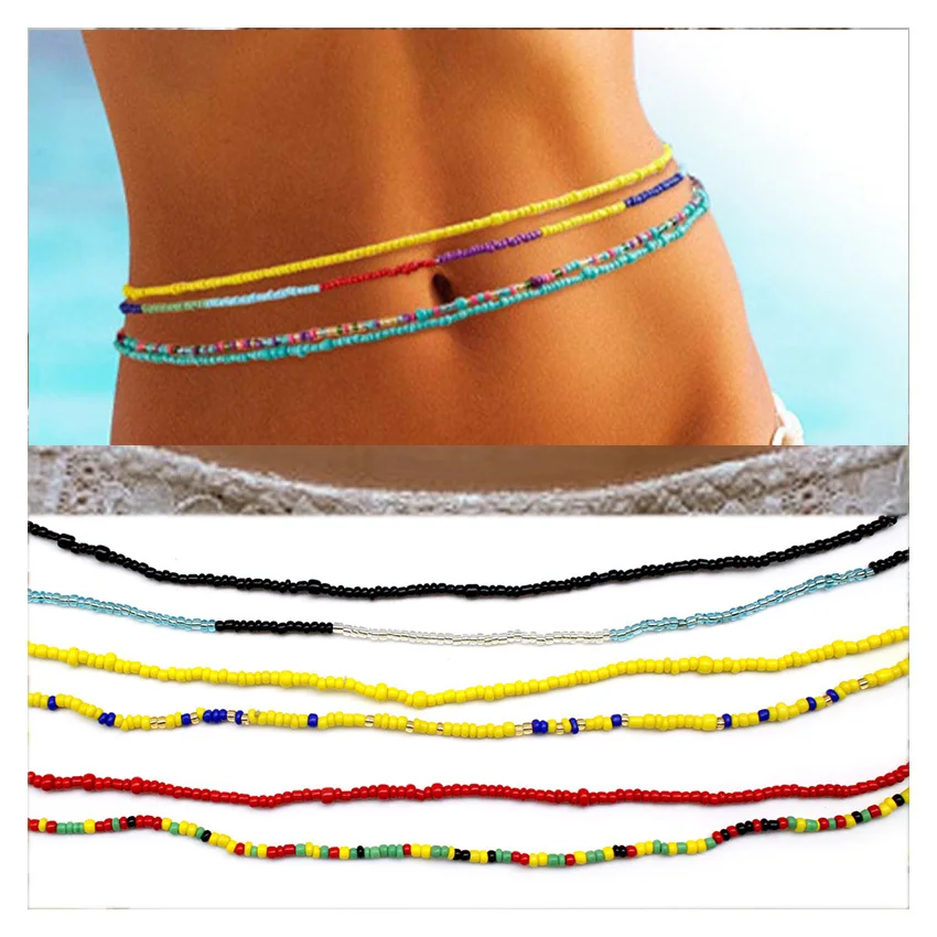 

2021 Wholesale Waist Beads Body Chain Women Belly Chain for Layered, Colorful