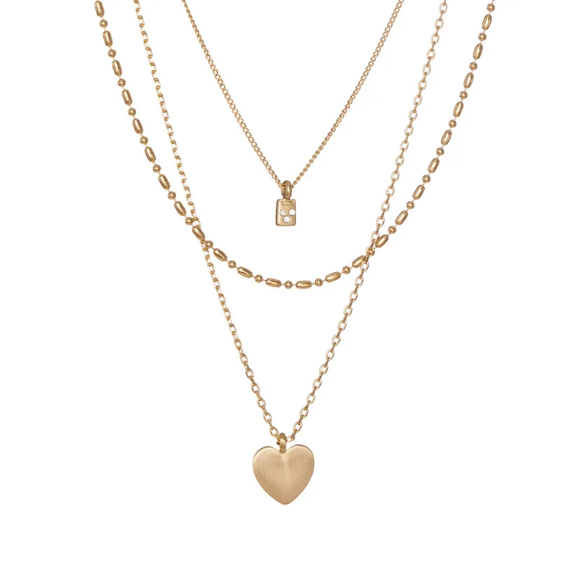 

Multilayered Heart Necklace brass with real gold plated New Fashion ins style jewelry