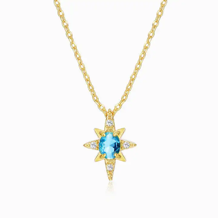 OAHLAN Women's S925 Sterling Silver Necklace with a Zircon-Embedded Mickey Star Pendant Fashion Jewelry
