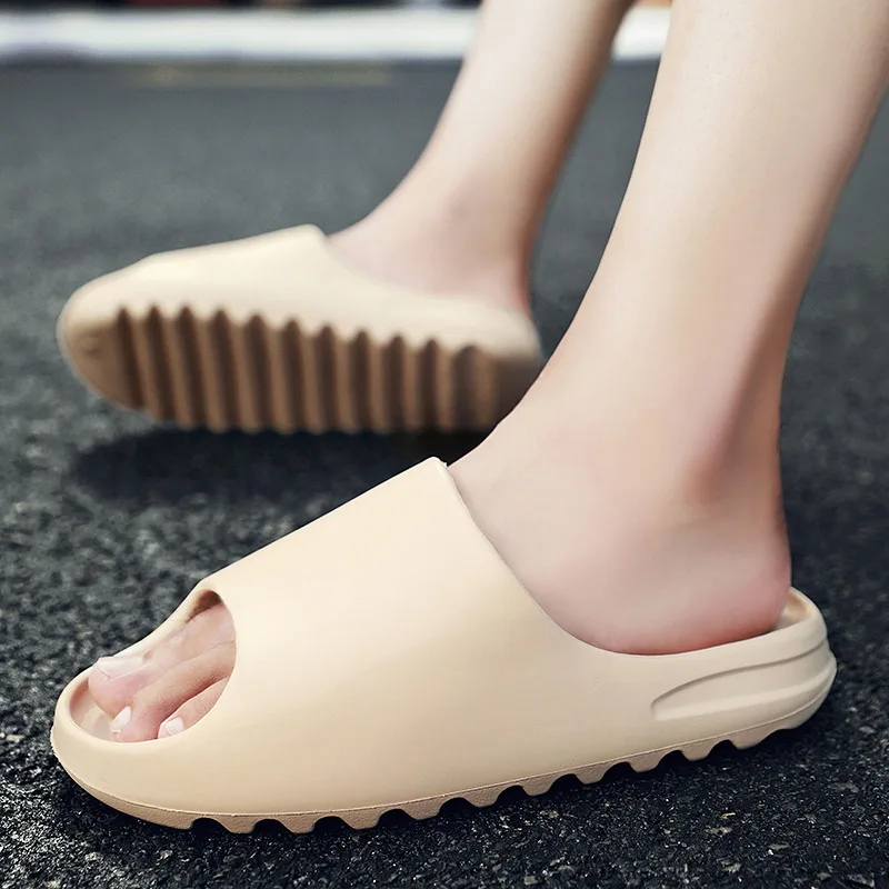 

2021 Custom New Unisex Summer Sandals Men Flat Slide Shoes Women Slip On Eva Indoor Fish Mouth Beach Ladies Slippers