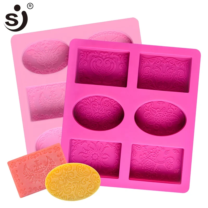 

DIY 3D 6 Forms Oval And Square Rectangle Soap Mould Handmade Craft Flowers Bathroom Kitchen Soap Molds