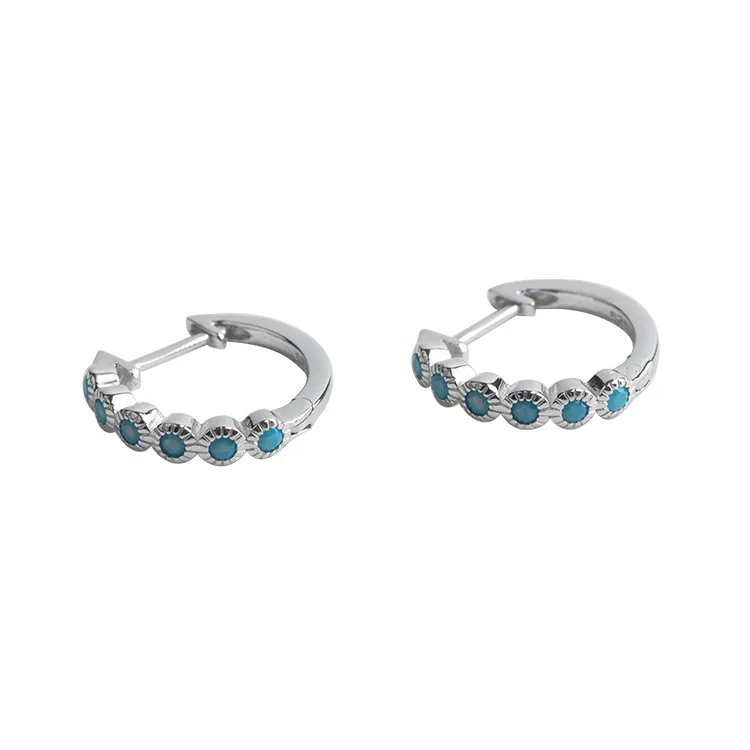 

Women Fashion Jewelry 925 Sterling Silver Round Hoop Earrings Authentic Gemstone Hopp Earrings For Girls, Picture