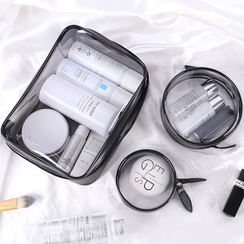 

Portable mini cute Square round travel multifunctional zipper transparent wash bag brief PVC make up bag, 10 colours