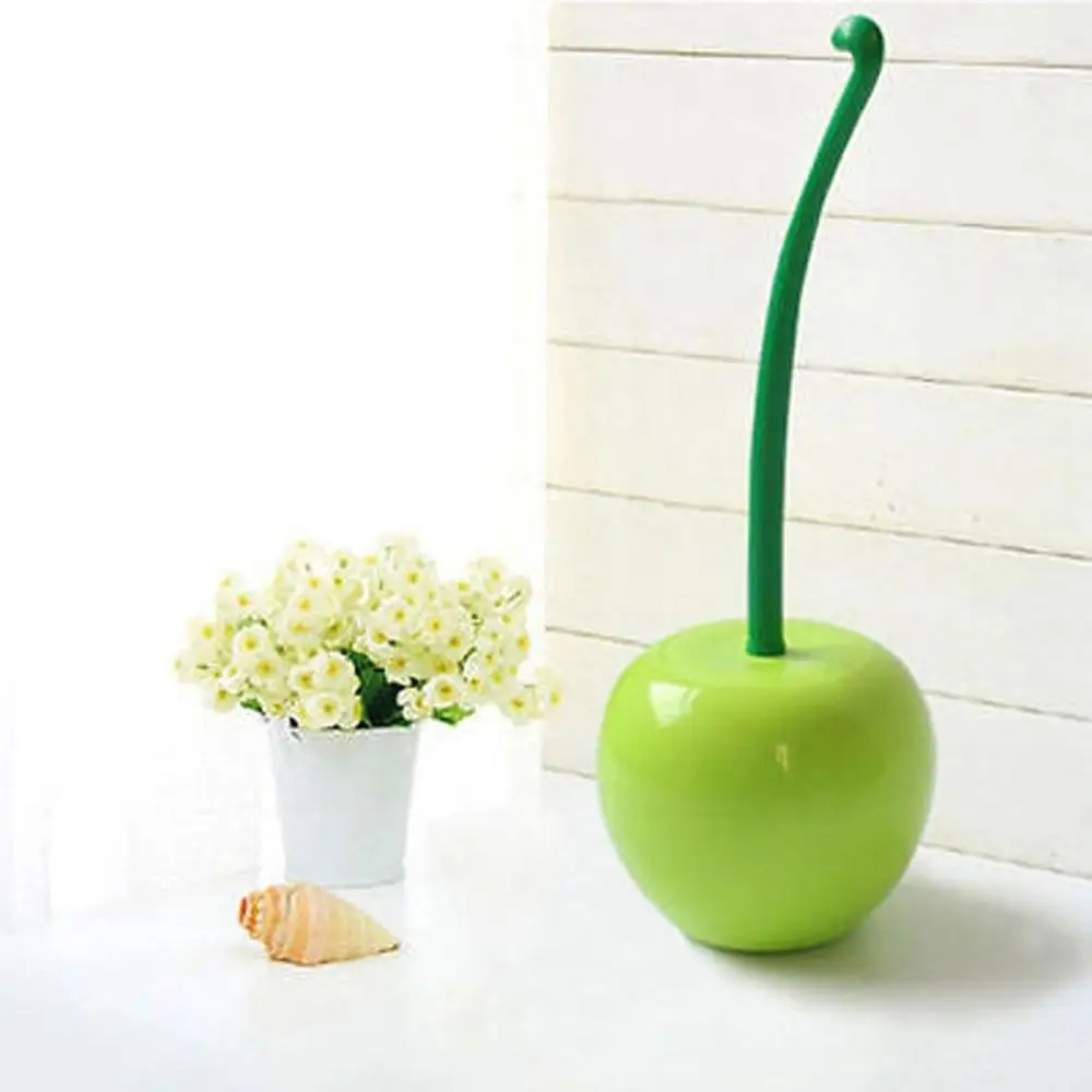 

Home Toilet Brush Plastic Bathroom Cleaning Set Lovely Cherry Shape Lavatory Cleaning Products With Base
