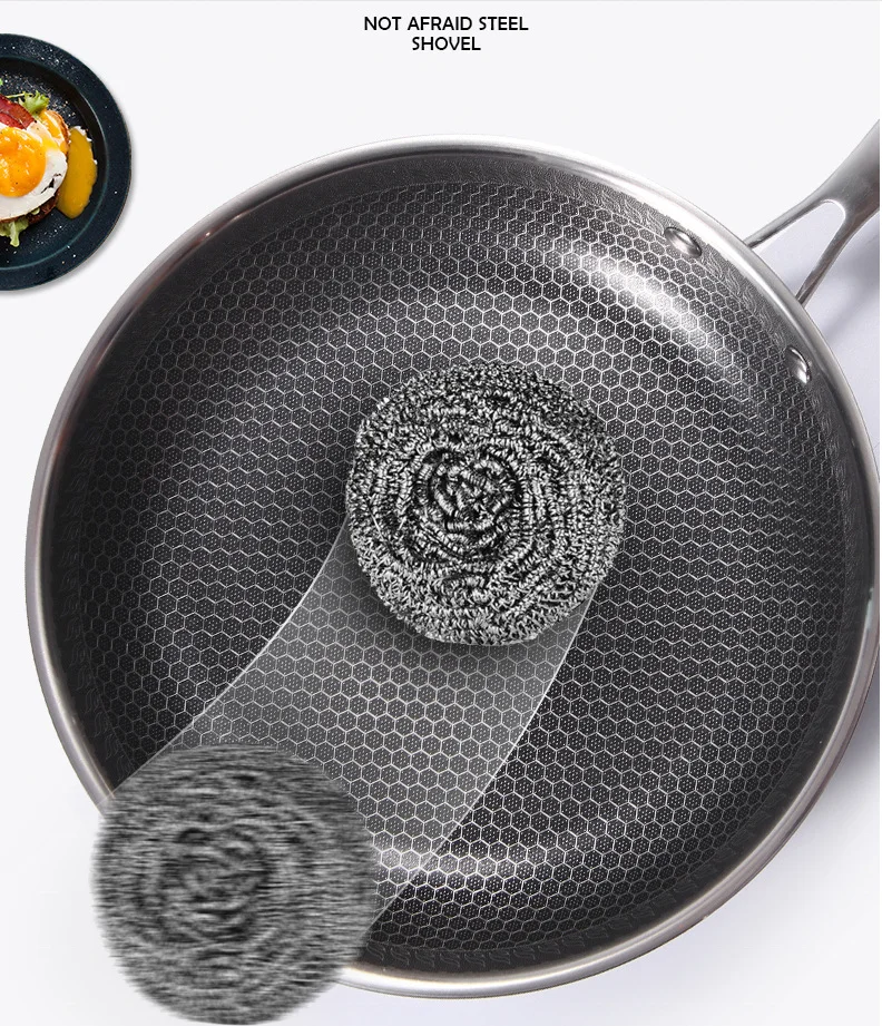 

3-ply stainless steel non-stick coating round frying pan induction cooking fry pan with long handle