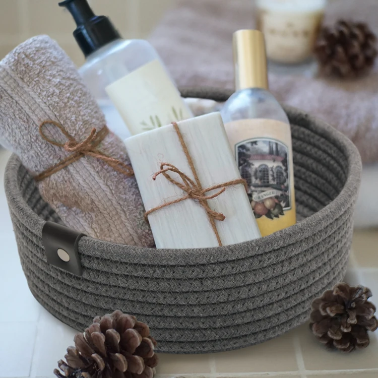 

Wholesale Cotton Rope Storage Basket Desktop Storage Organizer Home Storage Basket, Customized color accepted