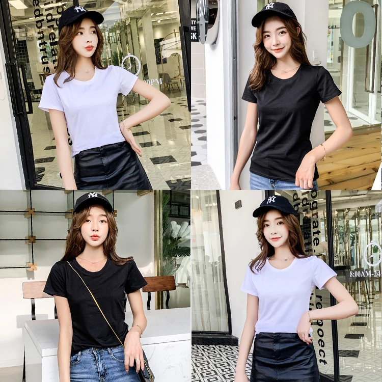 

Mix color Ladies fashion garments stock short T-shirt stock for summer