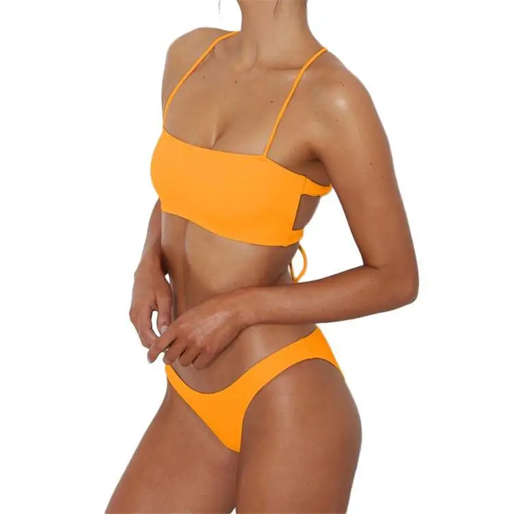 

2022 new swimwear &beachwear women split 2 piece swimsuit sexy solid color backless strip sexy women bikinis bikini