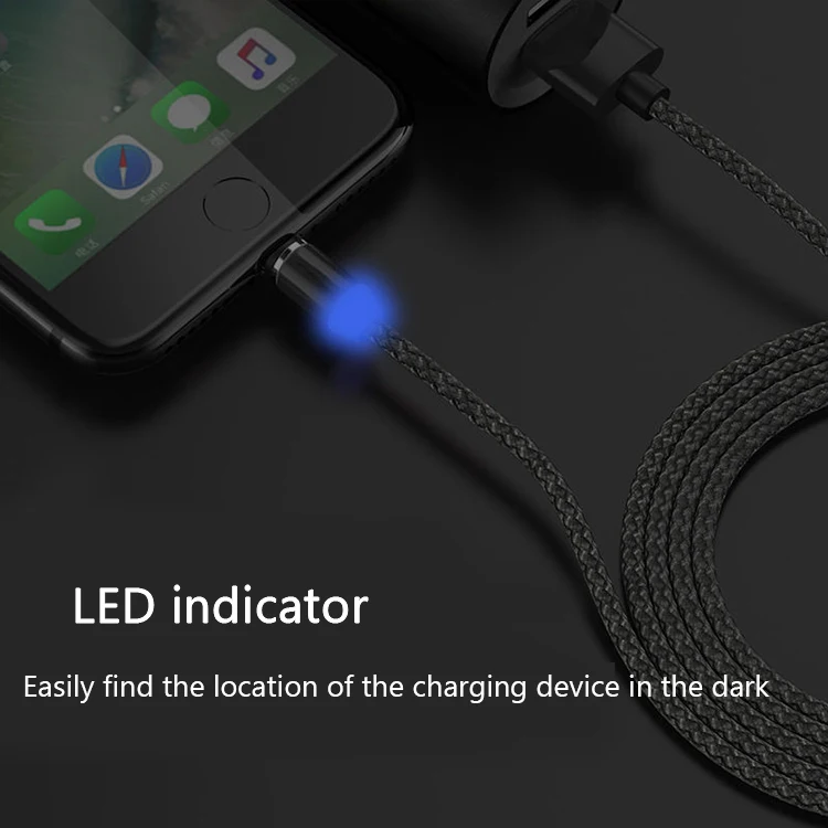 Led usb magnetic cable charger 360 degree rotation magnetic usb cable 3 in 1 usb magnetic cable charger - ANKUX.COM