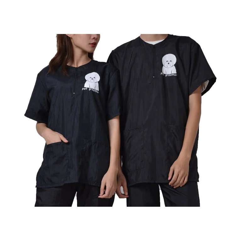 

New design cute pet black customized size pet grooming apron uniform for pet dog