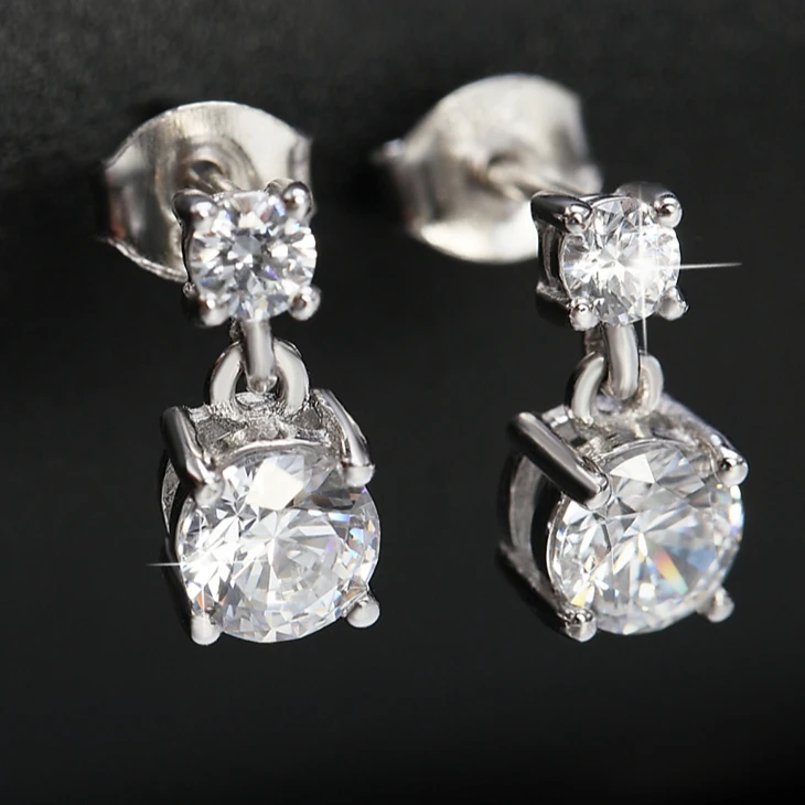 

Fine Luxury Tiny Women Sparkling Zircon Paved Small Round Studs Jewelry Silver 925 Earrings, Silver,gold,rose gold