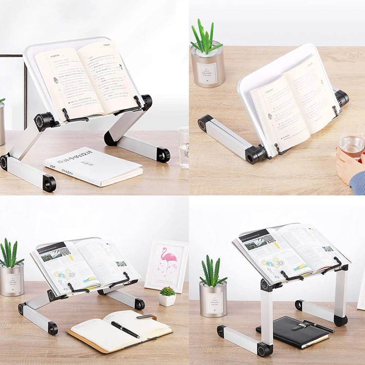 Black Desk Folding Book Holder In Bed Aluminum Alloy Height Adjustable