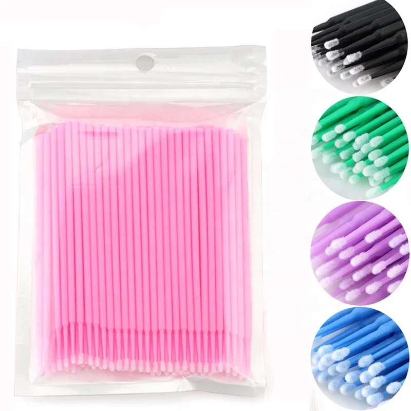 

Beauty care Wholesale 100 PCS/bag Plastic Disposable Permanent Makeup Eyelash Cleaning Micro Eyelash Cotton Swab