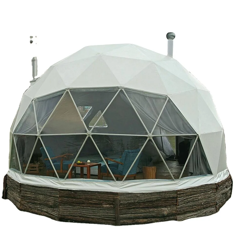 

Tourle outdoor glamping hotel tent 6m water proof PVC geodesic dome tents for sale, White or customized