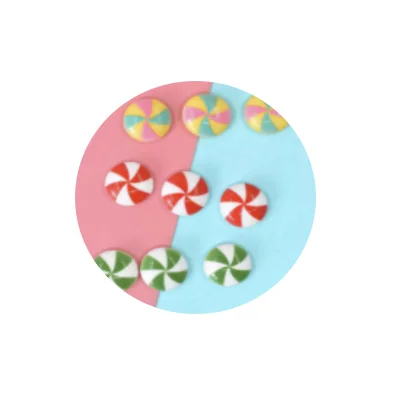 

100Pcs Colorful Round Candy Peppermints Decoration Crafts Kawaii Bead Flatback Cabochon Fridge Magnet Scrapbook DIY Accessories