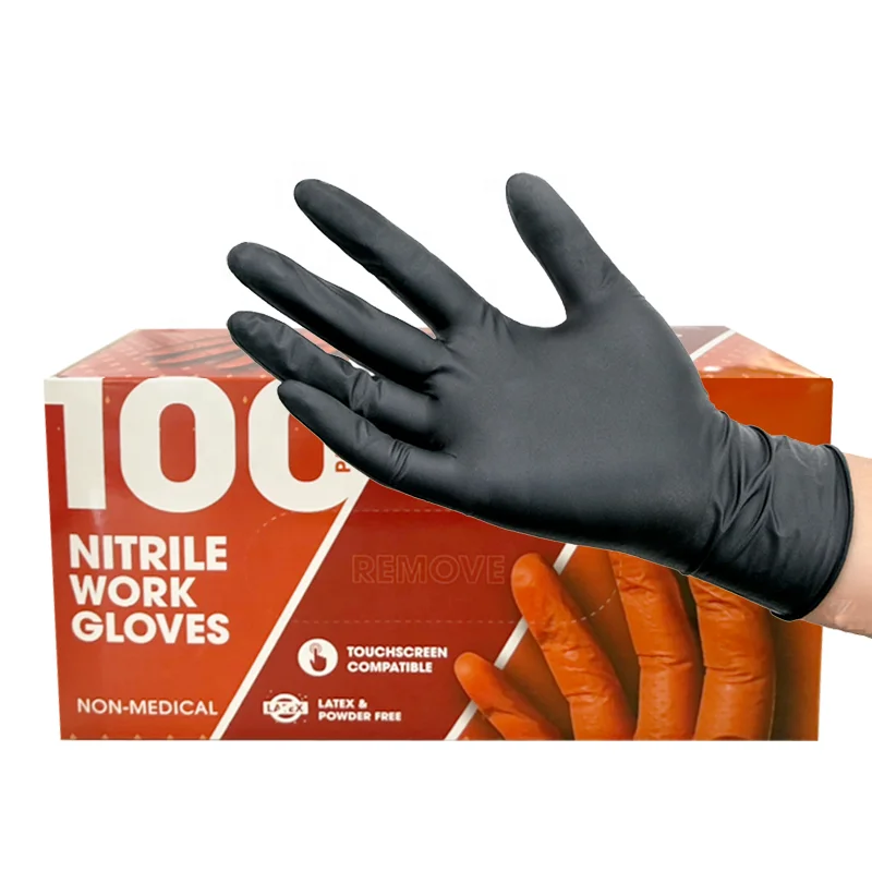 

6mil pure nitrile repair use glove powder free cleaning black beauty salon make up tattoo thick nitrile mechanic gloves