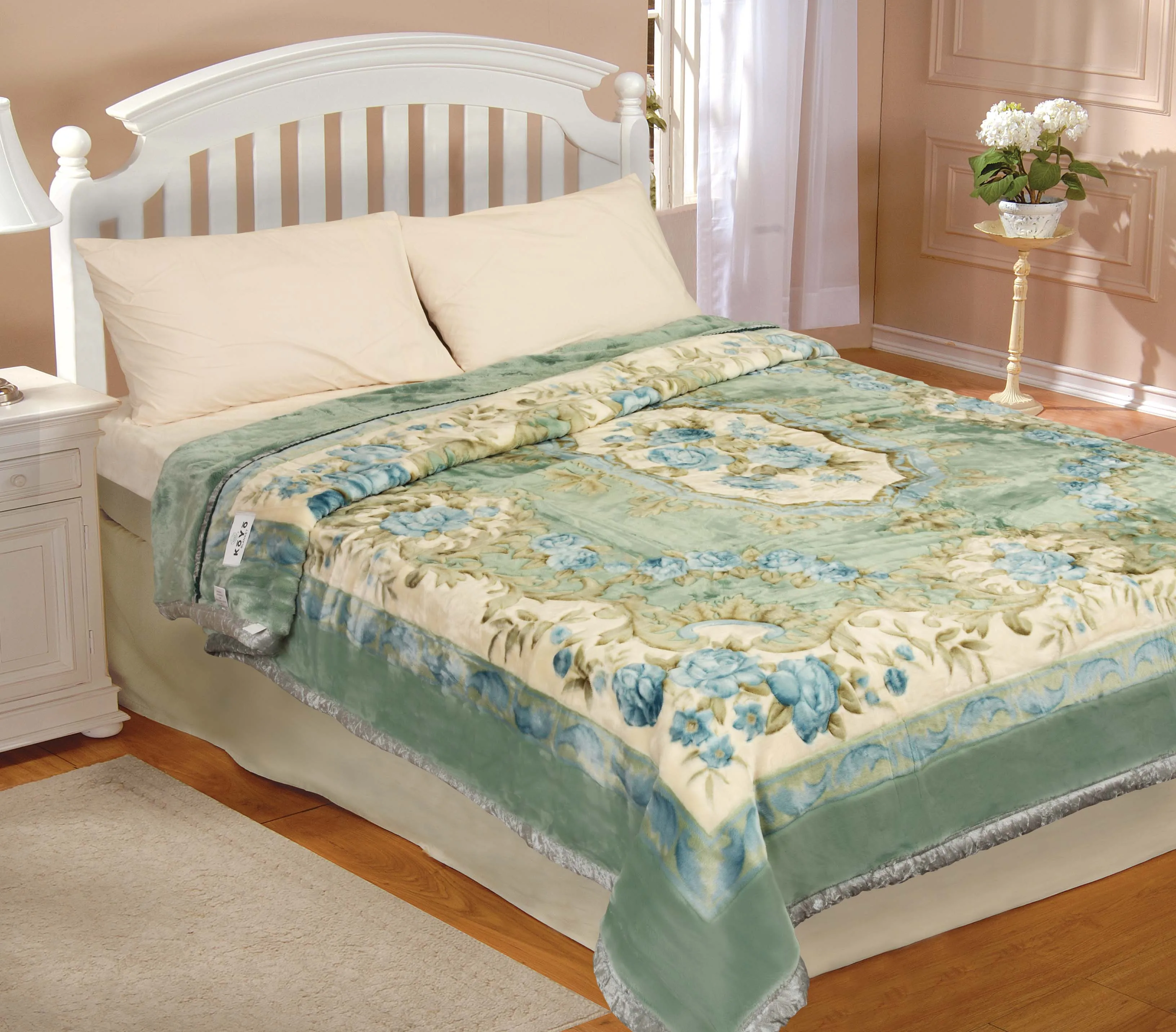 Super Soft Luxury 100 Polyester Embossed 220x240 Mink 2ply Raschel