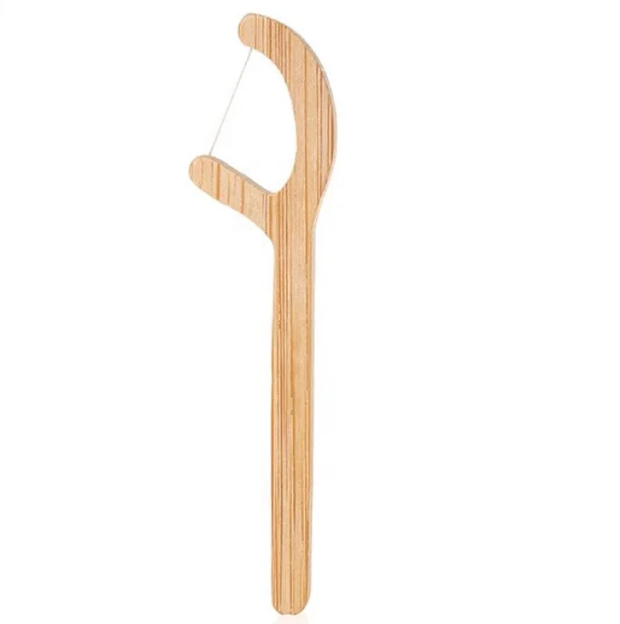 

Factory price sustainable bamboo dental floss holder with custom logo, Natural