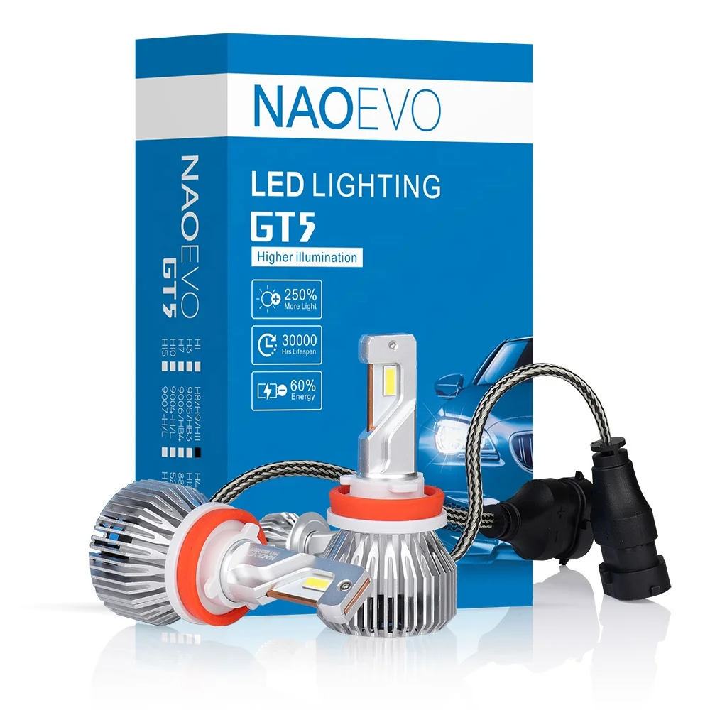 NAOEVO brand GT5 H11 led headlight Increase 50% brightness NAO LED 4000LM auto lighting system unique design Car LED headlight