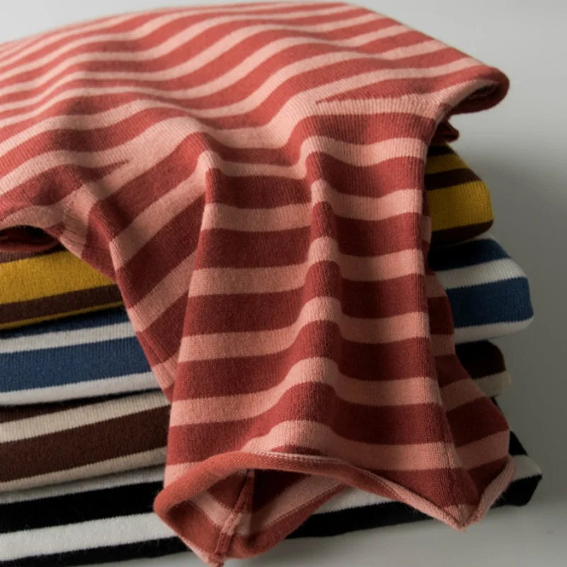 

Sweater Women Fashion Wool Pure Cashmere Striped Top Casual Pull Pullovers Plus Size Female Casual Pull Pullovers Turtleneck