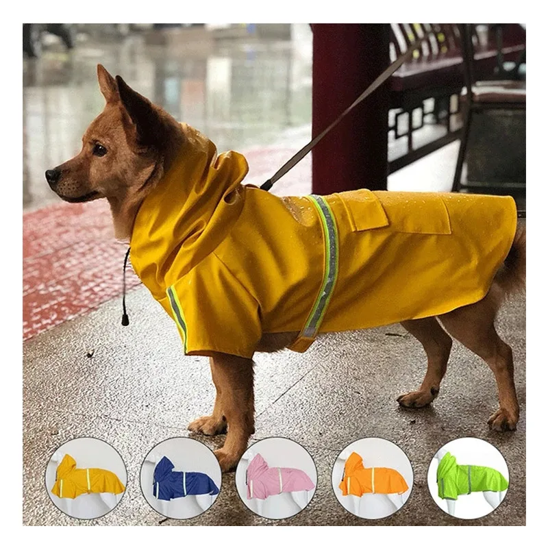 

2XL-5XL Pets Large Dog Raincoat Reflective Large Dogs Rain Coat Waterproof Jacket Fashion Outdoor Breathable Raincoat For Dog, Blue,pink,yellow,orange