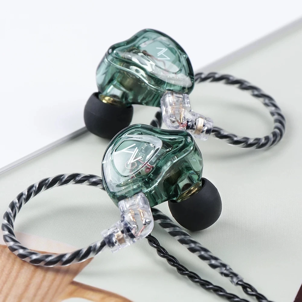 

TRN MT1 HIFI In-Ear HIFI Bass Earbuds 1DD Dynamic Earphone HIFI Bass Earbuds Running Sport Earphones Games Headphone, Transparent, green and black.