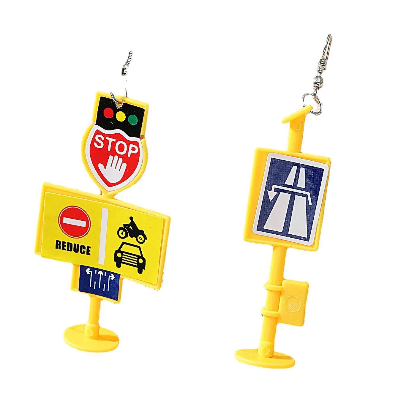 

European and American Fashion Exaggerated Earrings Women Niche Design Sense Road Sign Earrings