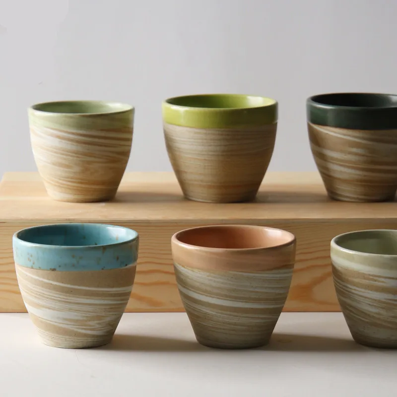 

Retro Stoneware Pottery Ceramic Coffee Water Cup, As pictures