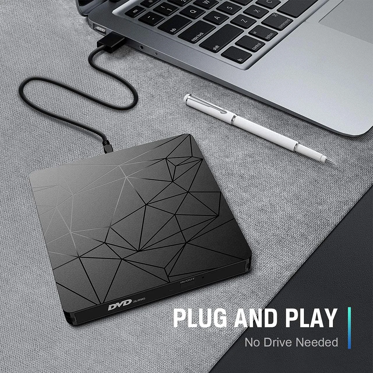 
Raycue Portable External DVD CD Player CD-RW Burner and Reader with USB 3.0 and Type C 