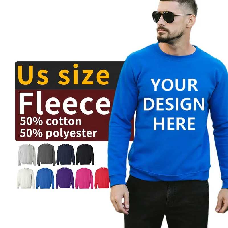 

us size plain sweatshirt men custom sweatshirt embroidery logo cotton fleece crewneck sweatshirt for men