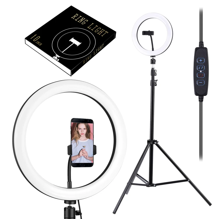 

Photographic Selfie Make Up Tik tok Phone Live Video 10 inch 26CM LED Portable Dimmable Ring Light, Black