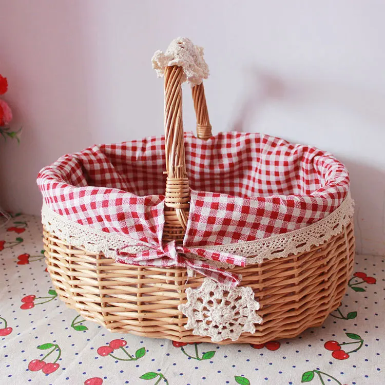 

Wholesale Country Colorful Wicker Rattan Picnic Basket With Lid Custom Beach Wine Picnic Basket, As per picture