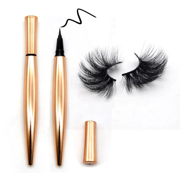 

2021 New arrival private label sticky waterproof self-adhesive eyelash glue pen liquid coloured diamond eyeliner