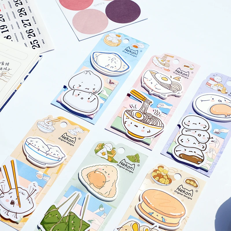 Nekoni Cute Self-Stick Memo Note  Kawaii  Food Image Paper Index Bookmark for Sticky Notes Pad