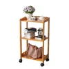 Kitchen cart 3 layers of solid wood can be used as bookshelves Bathroom Utility Storage Service hand trolley cart