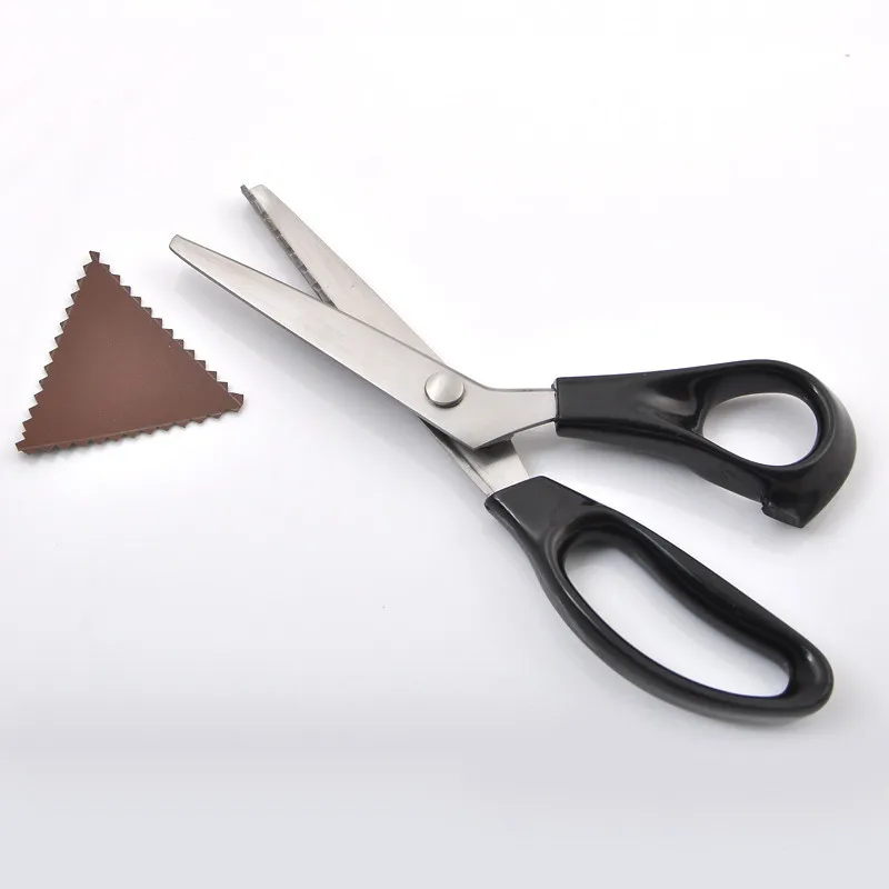 

High Quality Sewing Cut Dressmaking Tailor Shear Pinking Scissor Leather Handicraft Fabric Upholstery Tool, Black